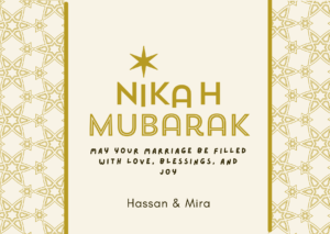 Cream Gold Star Nikah Mubarak Card