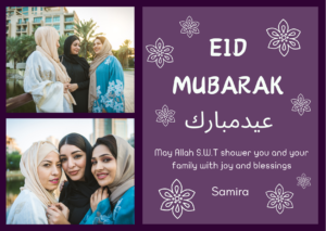 Purple Eid Mubarak Arabic card