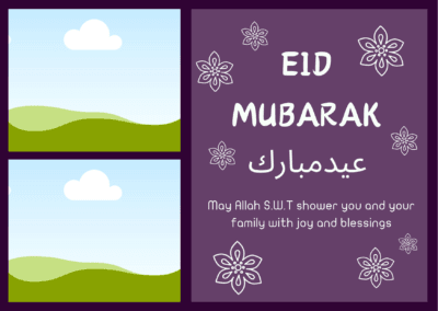 Purple Eid Mubarak Arabic card