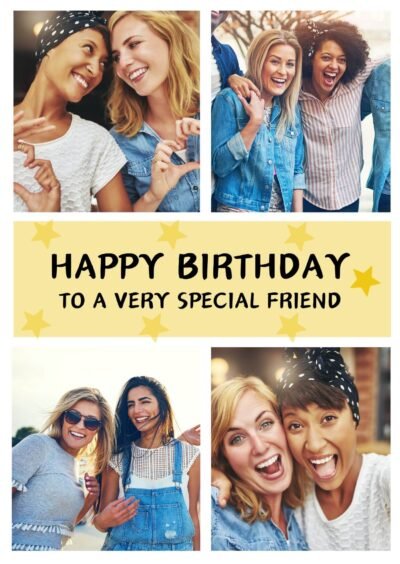 Yellow Happy birthday 4 Pic card