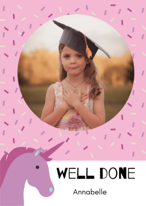 Pink Confetti Unicorn Well Done Card