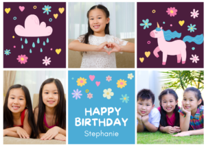 Purple Unicorn Birthday Card