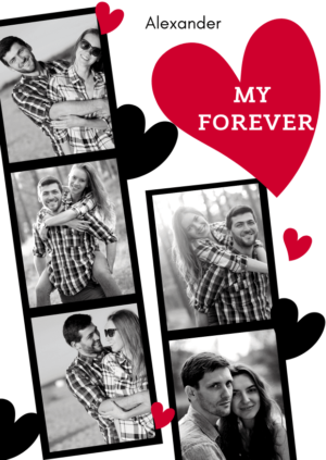 Photo strip heart Valentines card