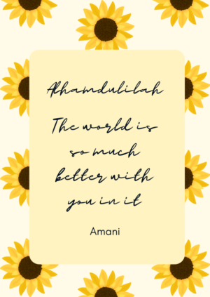 Yellow Sunflower Alhamdulilah card