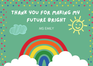 Green Rainbow Thank You Teacher Card