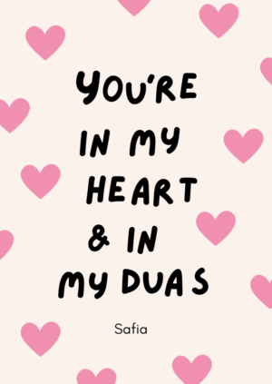 Pink Heart & Duas Card