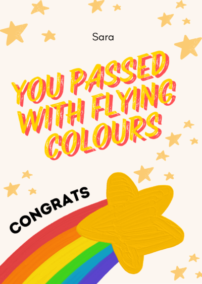 Rainbow Star You Passed Congrats Card