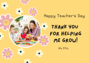 Yellow Flower Thank You Teacher Card