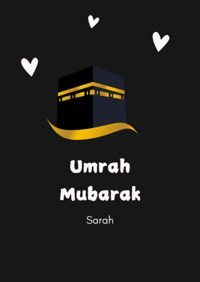 Black Heart Umrah Mubarak Card