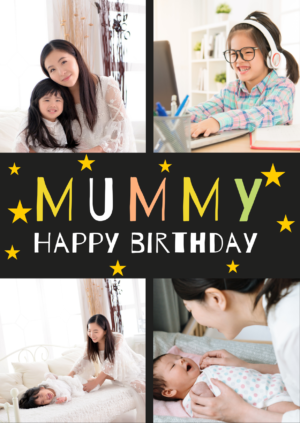 Black Star Mummy Birthday Card