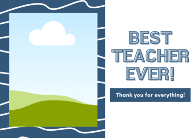 Blue & White Best Teacher Ever card