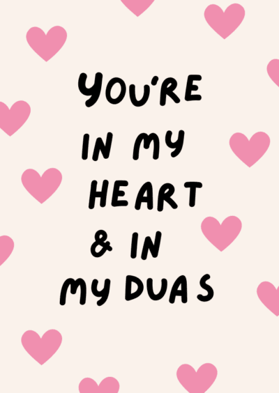 Pink Heart & Duas Card