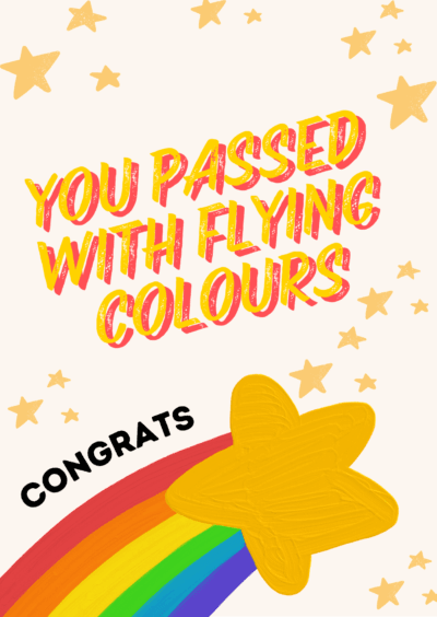 Rainbow Star You Passed Congrats Card