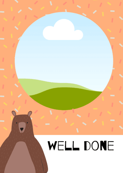 Orange Confetti Bear Card