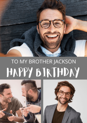 Grey Brother Happy Birthday card