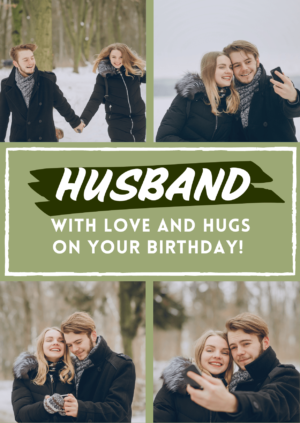 Green Husband Love & Hugs Birthday card