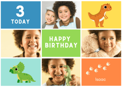 Multicolour Dinosaur Birthday Card