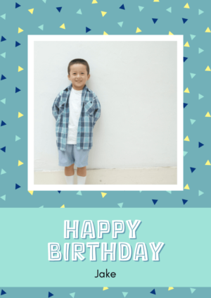 Teal Aqua Triangle Birthday Card