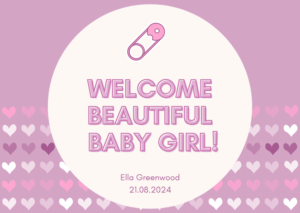 Purple Welcome Baby Girl Card