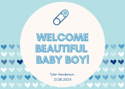 Blue Heart Welcome Baby Boy Card