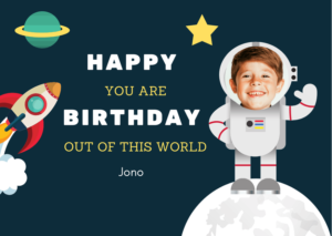 Dark Space Astronaut Birthday Card