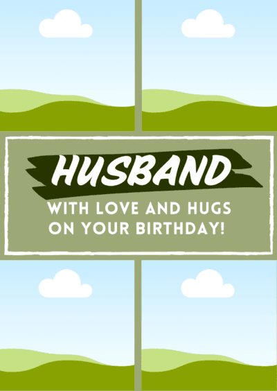 Green Husband Love & Hugs Birthday card