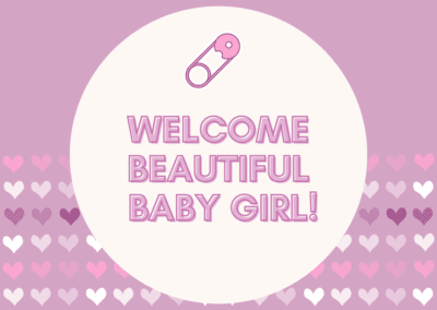 Purple Welcome Baby Girl Card