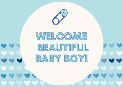 Blue Heart Welcome Baby Boy Card